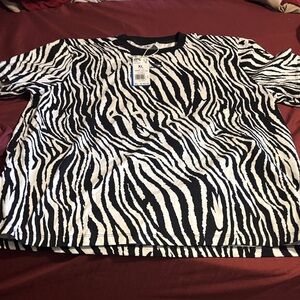 adidas Zebra Stripe Short Sleeve Tee - Black & White